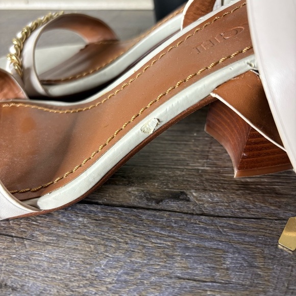 Coach Cream Block Heel Sandals Chain - Picture 6 of 10